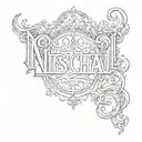 the name nischal with fancy font tattoo design idea