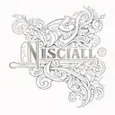 the name nischal with fancy font tattoo design idea