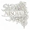 the name nischal with fancy font tattoo design idea