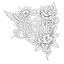 the name nischal with fancy font tattoo design idea