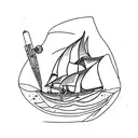 snail, ship sails, migraine head exploding from the right eye, binary system of 01 tattoo design idea