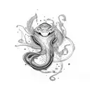 Eel and alchemy tattoo design idea