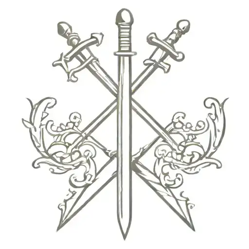 3 simple swords crossed together representing your love tattoo design idea