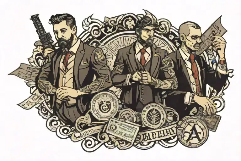 BROTHERHOOD MONEY AND SUCCESS tattoo design idea