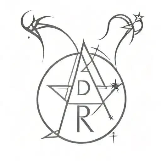 Capital Letter "A" and Capital Letter "R" and Aries star sign combined tattoo design idea