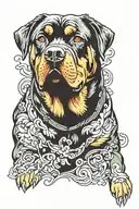 Colorful rottweiler dog tattoo design idea