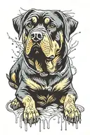 Colorful rottweiler dog tattoo design idea