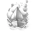 small boat in a storm tattoo design idea
