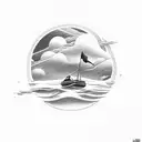 small boat in a storm tattoo design idea