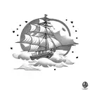 tiny ship in an extreme storm tattoo design idea