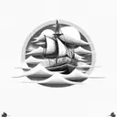 tiny ship in an extreme storm tattoo design idea