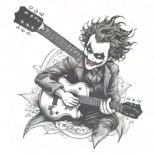 when joker play the guitar. heath ledger. more classic .pick is joker card  tattoo design idea