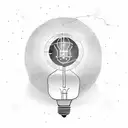 A sketch-style depiction of an engineer holding a glowing light bulb in space tattoo design idea