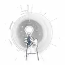 A sketch-style depiction of an engineer holding a glowing light bulb in space tattoo design idea
