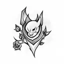 bat between broken hearts and frozen roses tattoo design idea