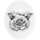 bat between broken hearts and frozen roses M M M tattoo design idea