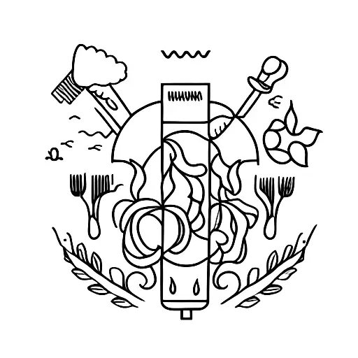 A minimalist tattoo of a fork and spoon intertwined with wild plants, symbolizing your commitment to healthy nutrition tattoo design idea