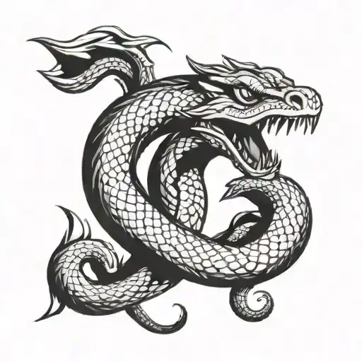 viper with wings made tattoo design idea