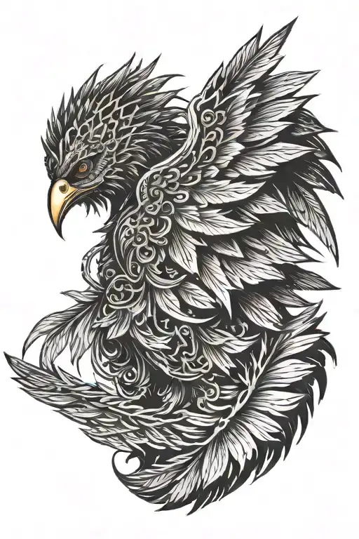 vertebrae trailing down the spine with expandable feathered wings tattoo design idea