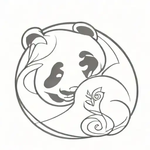 panda yin yang symbol tattoo design idea