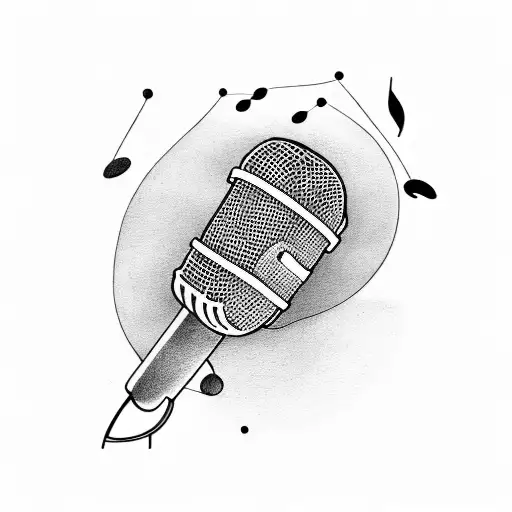 A microphone with musical notes intertwined, representing the love for singing tattoo design idea