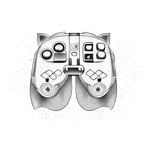 A fox holding a gaming controller, combining the love for gaming and the favorite animal tattoo design idea