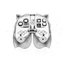 A fox holding a gaming controller, combining the love for gaming and the favorite animal tattoo design idea