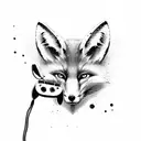 A fox holding a gaming controller, combining the love for gaming and the favorite animal tattoo design idea