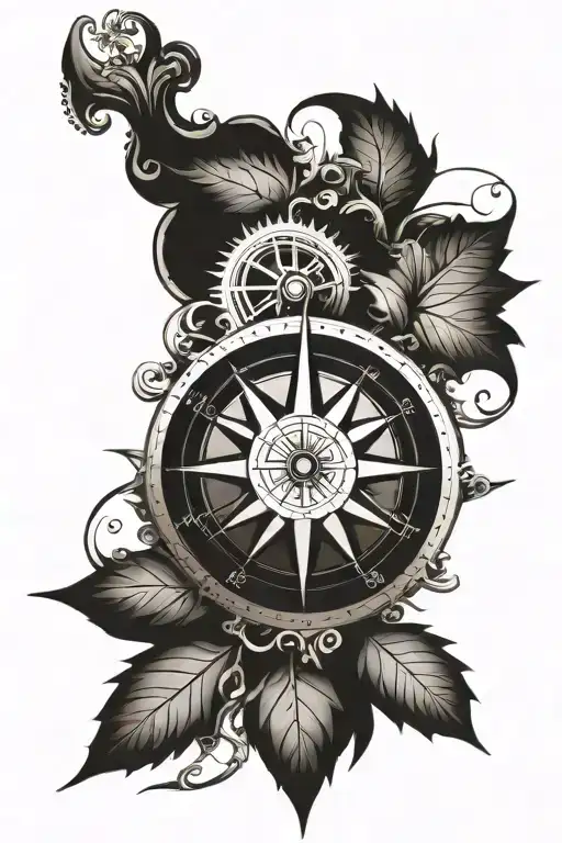 Compass: Start with a classic compass rose, with four main directions (N, N, N, N) prominently displayed. You might want tattoo design idea