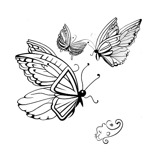 two butterflies flying tattoo design idea
