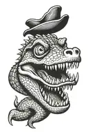 alligator with skull in teeth tattoo design idea