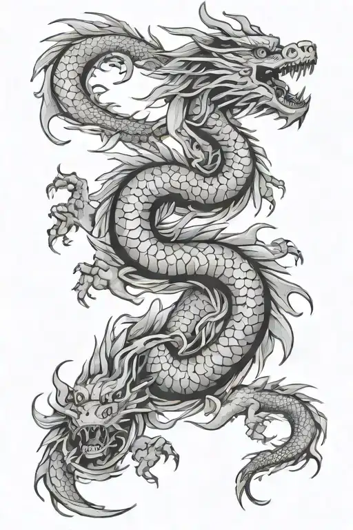 Japanese dragon wrapped evenly tattoo design idea