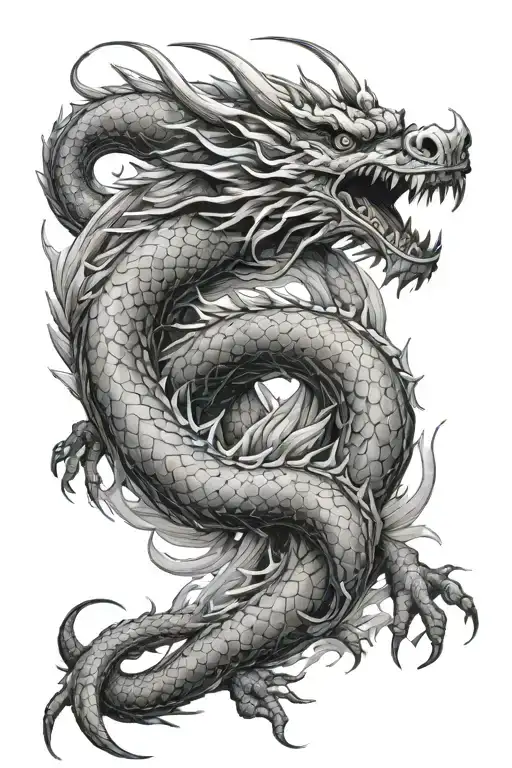 Japanese dragon wrapped evenly tattoo design idea