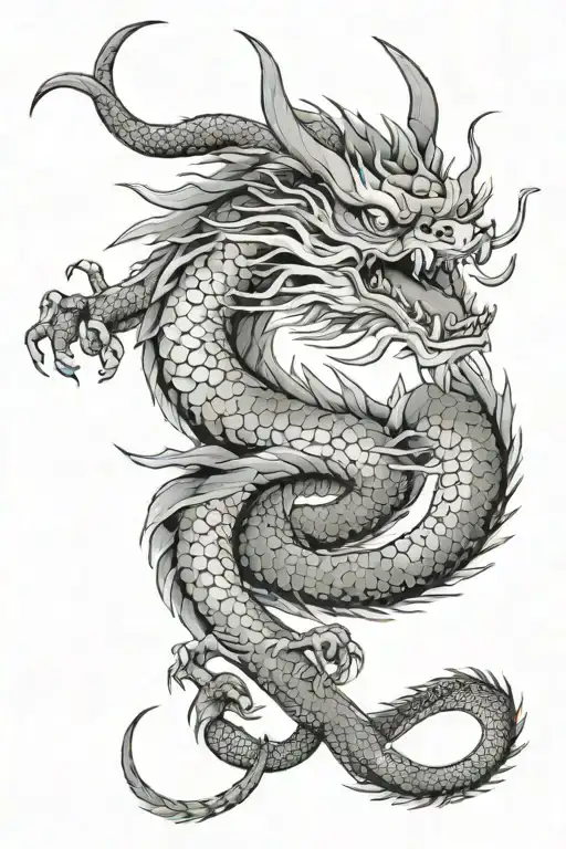 Japanese dragon wrapped evenly tattoo design idea