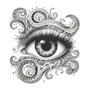 Question mark with eye inside, where the pupils are made of the infinity sign tattoo design idea