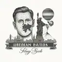 A dotwork tattoo of a libertarian quote intertwined with historical landmarks tattoo design idea