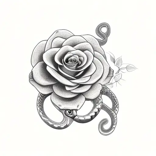 Snake with roses tattoo design idea