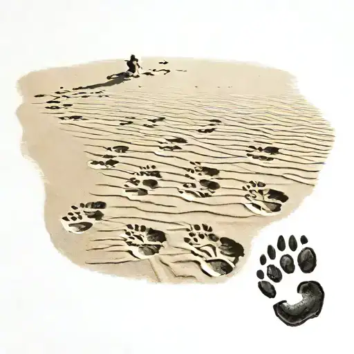 4 cat footprints in a row walking through the sand and the footprint at the back seems to be fading tattoo design idea