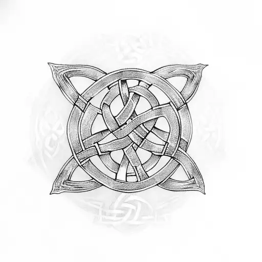 celtic knot work with dragon black ink shaded tattoo design idea