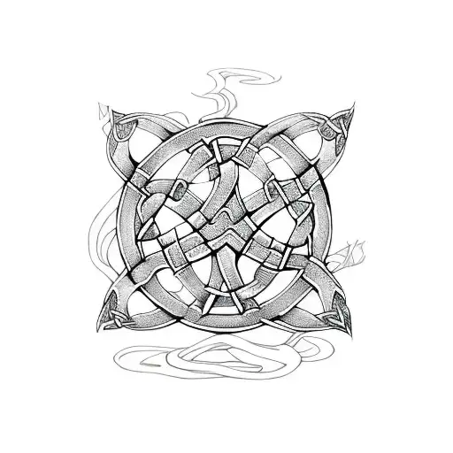 celtic art with dragon black ink shaded tattoo design idea