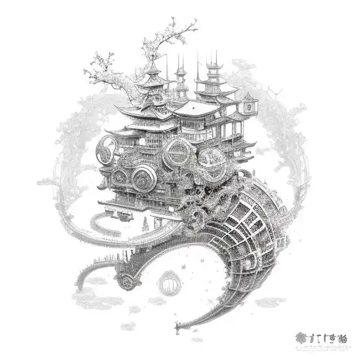 japan, steampunk  tattoo design idea