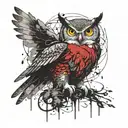 owl with spreaded wings holding a snake in her claws tattoo design idea