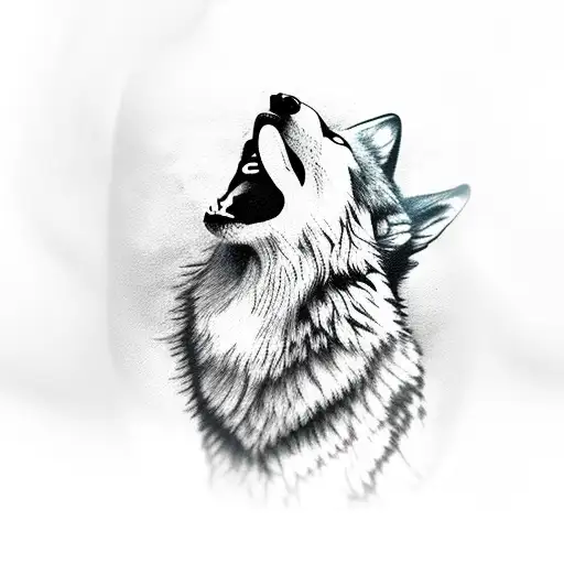 wolf howling at the moon tattoo design idea
