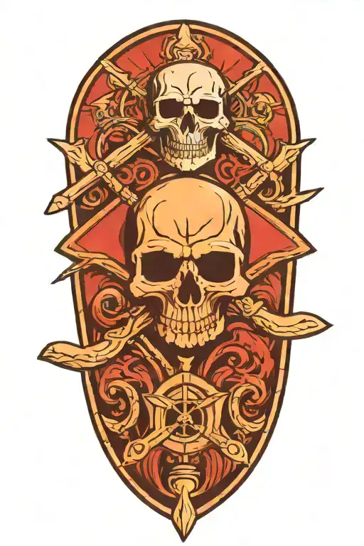 crossed skulling oars tattoo design idea