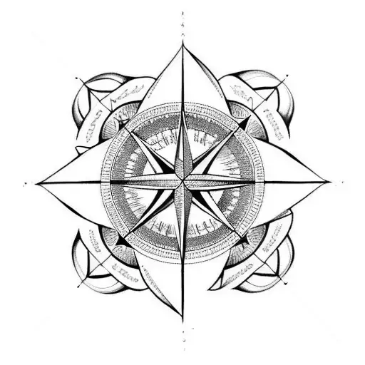 compass with rose and Roman numerals  tattoo design idea