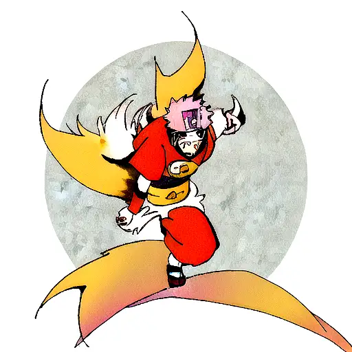 Naruto uzumaki in kurama mode below kyubi tattoo design idea
