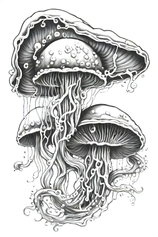 mushroom jellyfish hybrid tattoo design idea