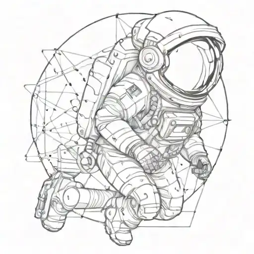 blackwork geometric sacred astronaut space the expanse tattoo design idea