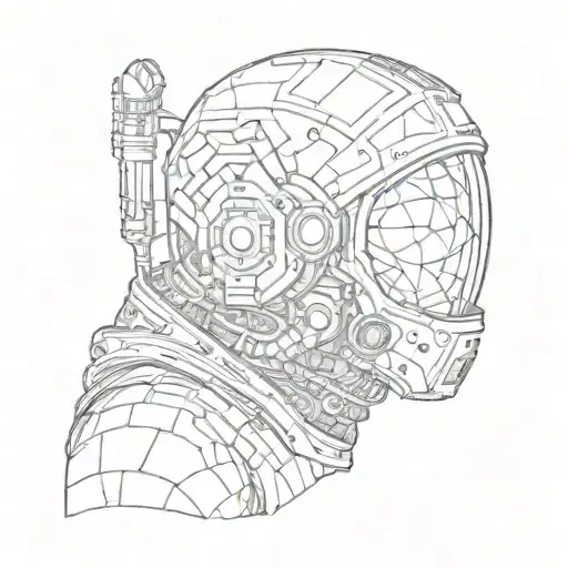 sacred geometry repeating pattern astronaut skull full sleeve tattoo design idea