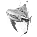 whale shark and mermaid tattoo design idea